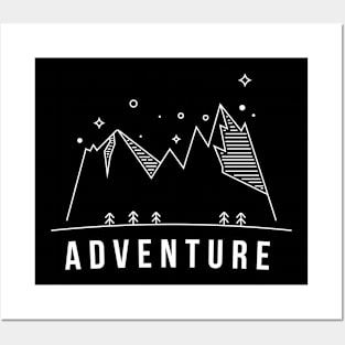 Adventure With Mountain Illustration Posters and Art